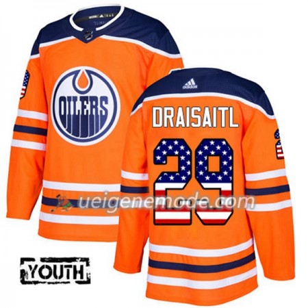 Kinder Eishockey Edmonton Oilers Trikot Leon Draisaitl 29 Adidas 2017-2018 Orange USA Flag Fashion Authentic